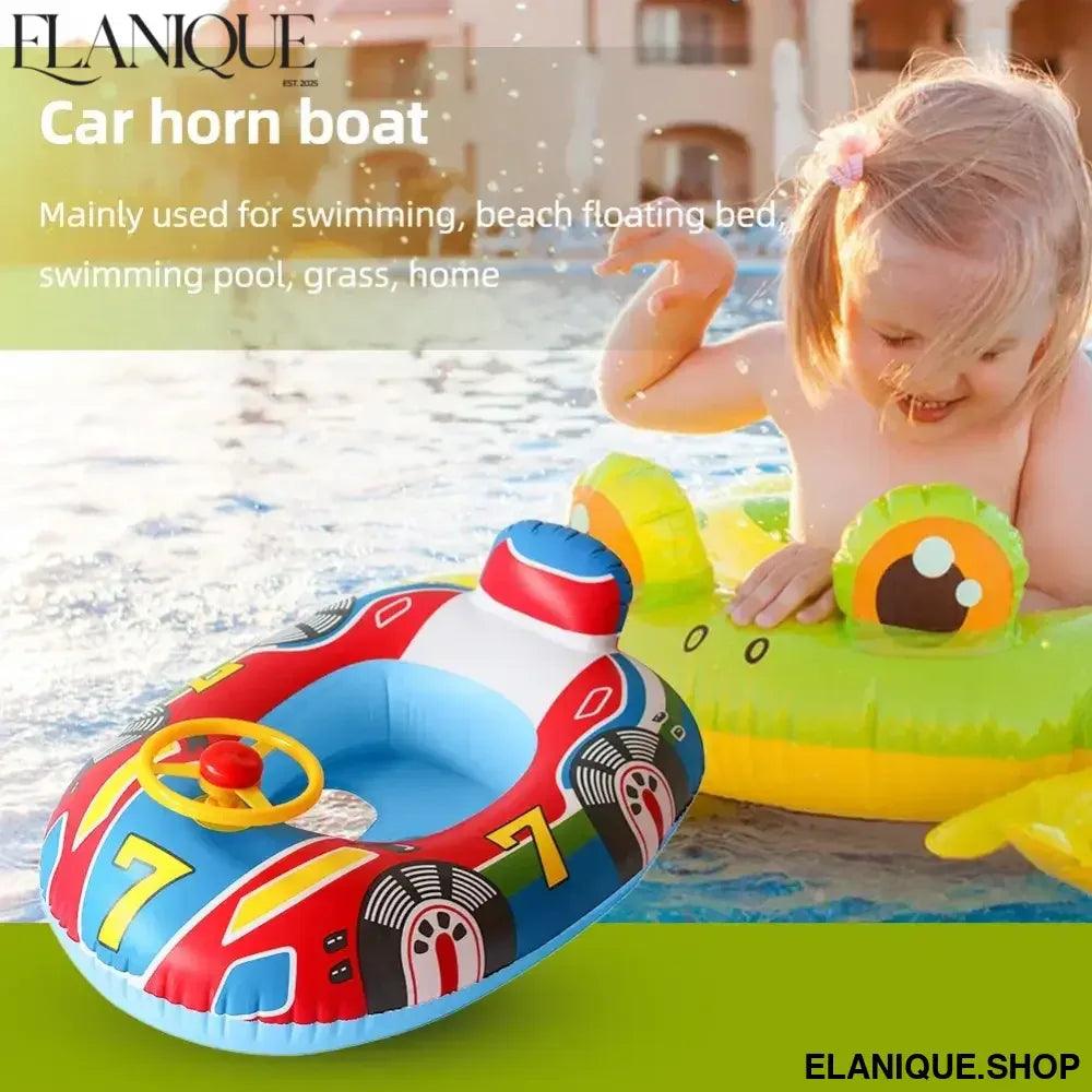 Baby Swimming Seat Ring Inflatable Toys Floating Sun Shade Toddler Swim Circle Fun Pool Bathtub Summer Beach Party Water Toys - Elanique