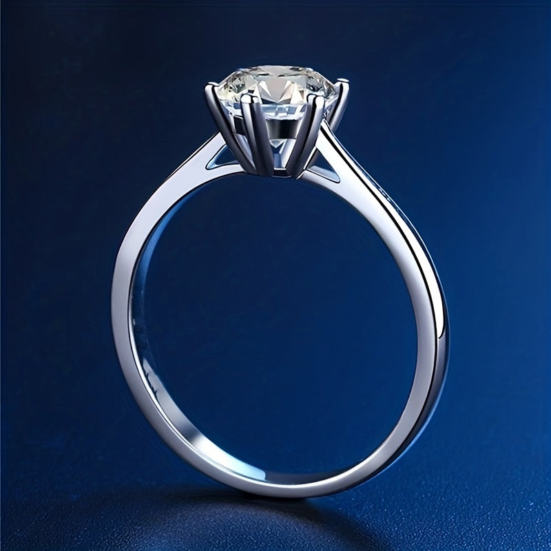 New Women'S One-Carat 925 Silver Moissanite Ring Plated with Tp950.