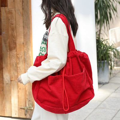 Drawstring Multi-pocket Handbag Women