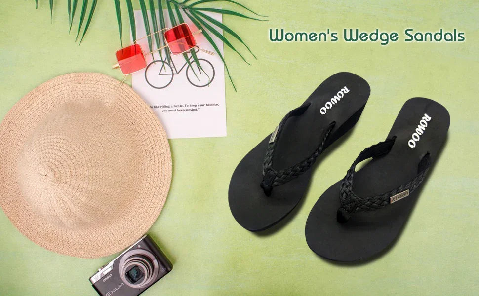 Fashion Clip Toes Flip Flops Women Wedge Sandals Summer Casual Beach Slippers Waterproof 5cm Platform Sandals Female Footwear