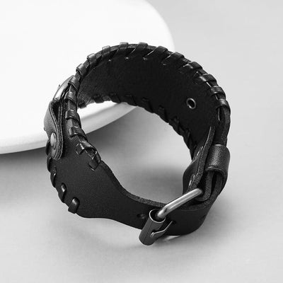 Genuine Leather Macrame Bracelet Braided For Men Jewelry Leather Punk Accessories PU Adjustable Bracelet - Elanique