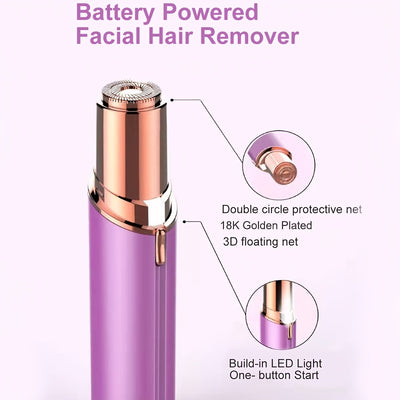 Conduroma Women's Painless Facial Hair Remover - Cordless, AA Battery-Powered (Not Included), with Elegant Metallic Finish - for Face, Upper Lip, Chin, Bikini Line - Travel-Friendly Grooming Tool, Sleek Design, Smooth Finish