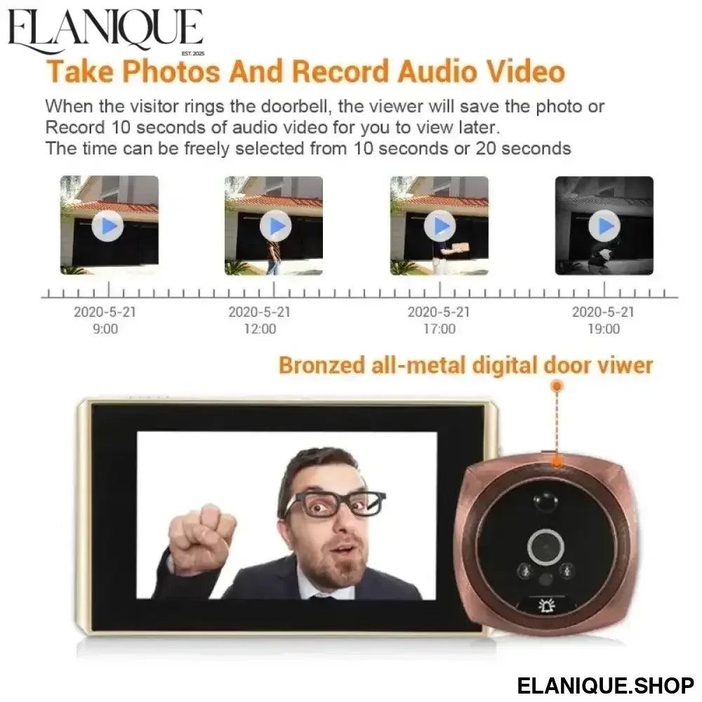 Door Video Peephole Camera Motion Detection 4.3" Monitor Digital Ring Doorbell Video-eye Security Voice Record - Elanique