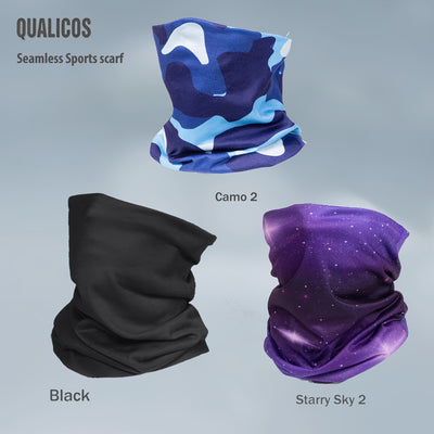 QUALICOS Seamless Sports Scarf - Versatile Neck Gaiter, Headband & Wristband with Vibrant for galaxy & Starry Night Patterns, Unisex All-Season Outdoor Gear for Hiking, Cycling & Fitness, Hiking Accessory, Stylish Headgear, D