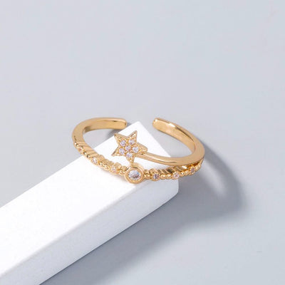 Gold Micro-inlaid Pentagram Ring Accessories For Women - Elanique