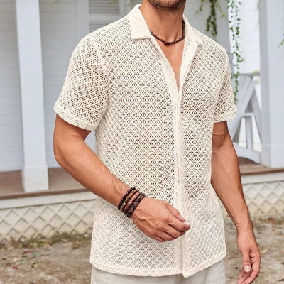 Summer Mesh Lapel Shirt Beach Men - Elanique