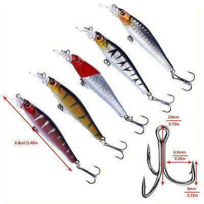 [56pcs Fishing Lures Kit] 56pcs Fishing Lures Kit | Crankbait Tackle Minnow Popper Pencil Swimbaits Hook Hard Baits Set for Pike Carp Bass Freshwater Saltwater | Christmas Gift for Man