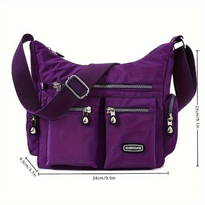 Unisex Square Bag Messenger Bag Multi-Pocket Lightweight Travel Shoulder Crossbody Bag for Men and Women