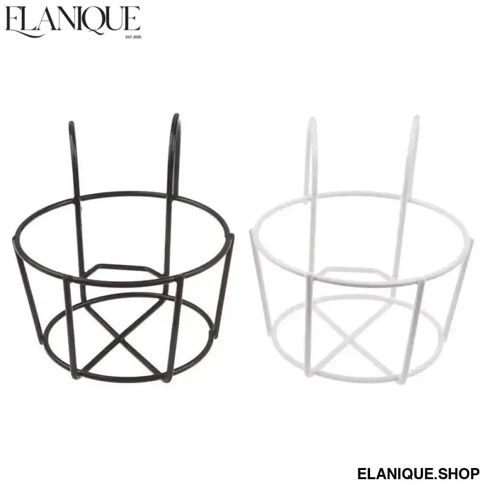 Garden Hanging Plant Iron Racks Balcony Round Flower Pot Rack Railing Fence - Elanique