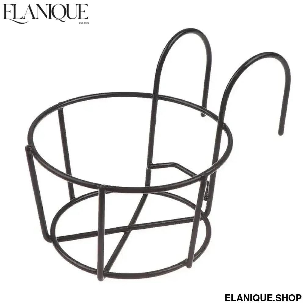 Garden Hanging Plant Iron Racks Balcony Round Flower Pot Rack Railing Fence - Elanique