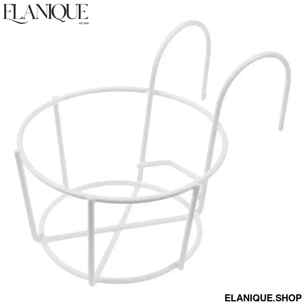 Garden Hanging Plant Iron Racks Balcony Round Flower Pot Rack Railing Fence - Elanique