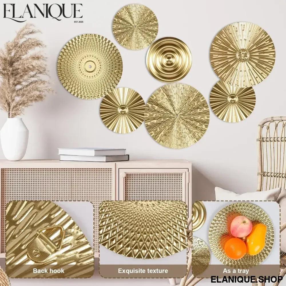 Gold Wall Decor Metal Gold Wall Art Minimalist Gold Wall Decoration Hangable Gold Wall Home Decor Exquisite Gold Wall Hanging - Elanique