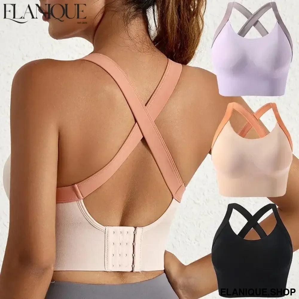 High Impact Sports Bras - Gathered No Steel Rings Solid Color - Elanique