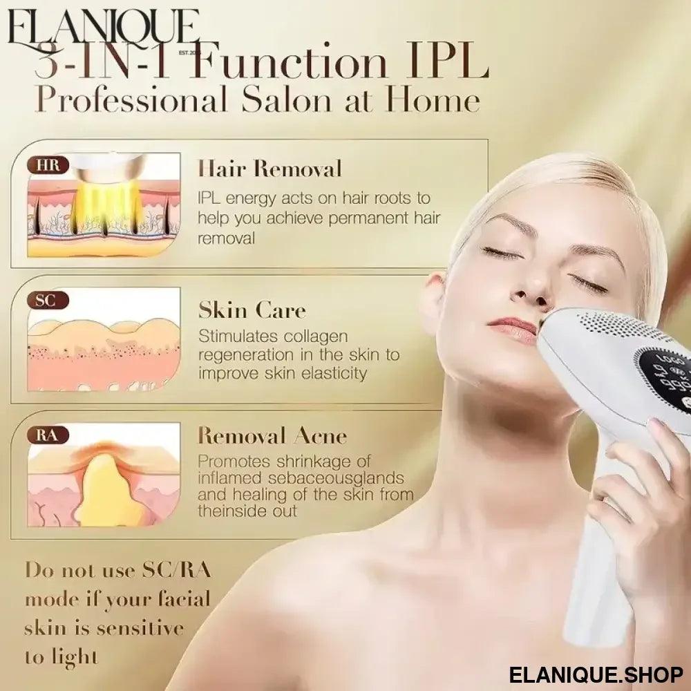 IPL Laser Hair Removal Device Portable and Rechargeable Long-Lasting Hair Removal for Face Legs and Armpits Excellent Quality - Elanique