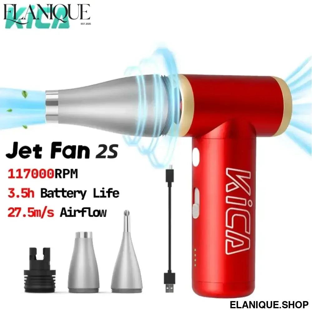 KICA Jetfan 2S Compressed Air Duster Electric Blower 27.5m/s Portable Cordless Cleaner 117000 RPM Rechargeable Air Blower, Metal - Elanique