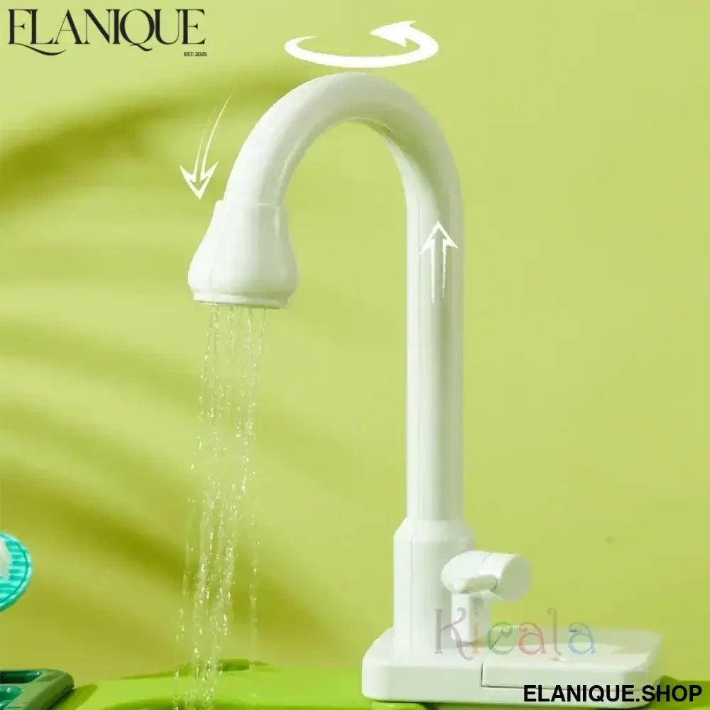Kids Kitchen Sink Toys Electric Dishwasher Playing Toy With Running Water Pretend Play Food Fishing Toy Role Playing Girls Gift - Elanique