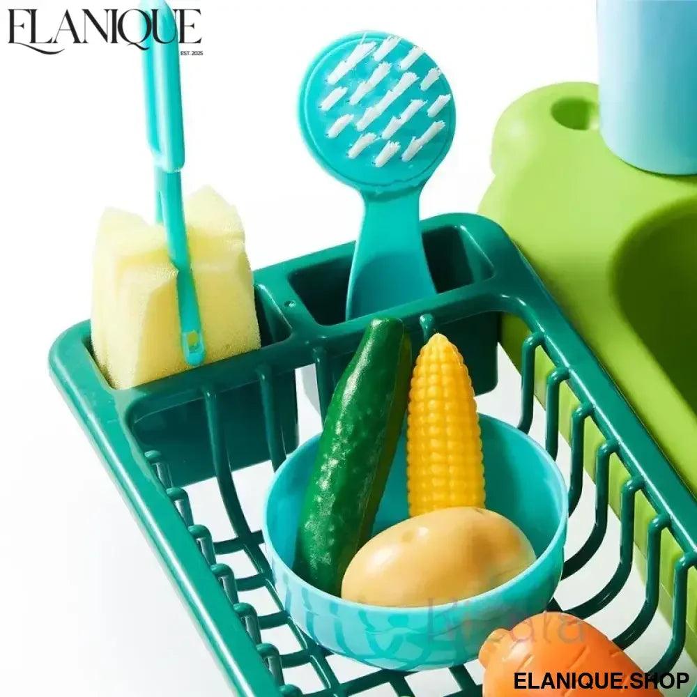 Kids Kitchen Sink Toys Electric Dishwasher Playing Toy With Running Water Pretend Play Food Fishing Toy Role Playing Girls Gift - Elanique
