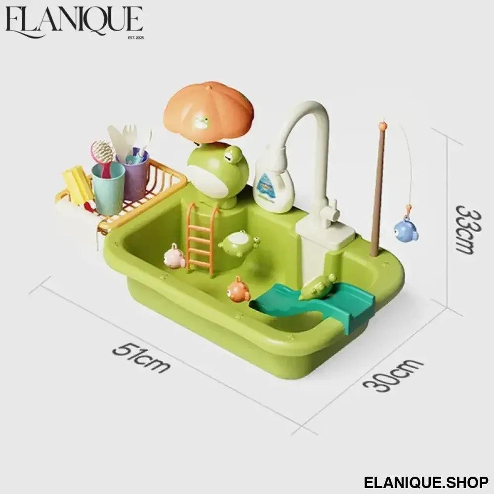 Kids Kitchen Sink Toys Electric Dishwasher Playing Toy With Running Water Pretend Play Food Fishing Toy Role Playing Girls Gift - Elanique