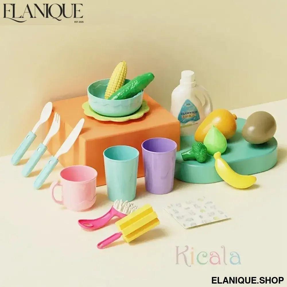 Kids Kitchen Sink Toys Electric Dishwasher Playing Toy With Running Water Pretend Play Food Fishing Toy Role Playing Girls Gift - Elanique