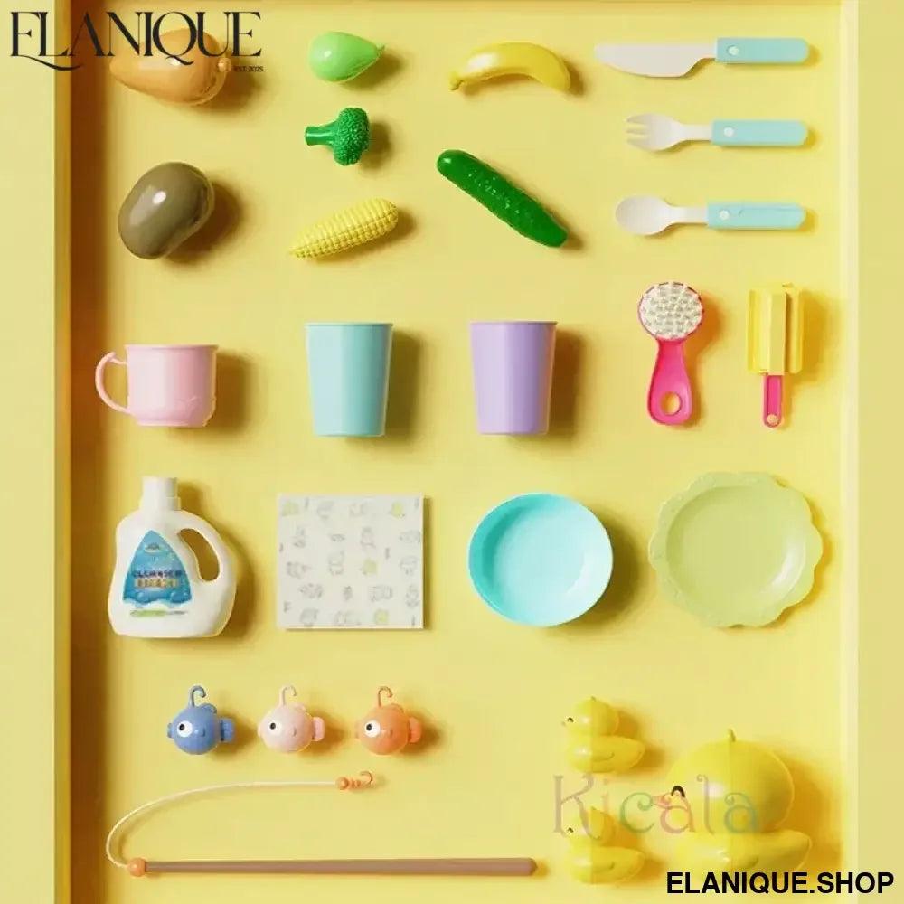 Kids Kitchen Sink Toys Electric Dishwasher Playing Toy With Running Water Pretend Play Food Fishing Toy Role Playing Girls Gift - Elanique