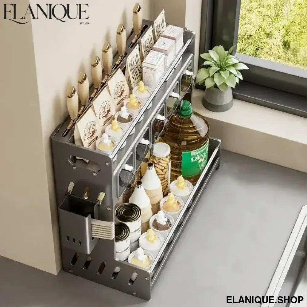Kitchen Spice Racks Home Kitchen Cabinet Seasoning Holder Cutlery Holder Modern Multifunction Organizers Shelves Removable - Elanique