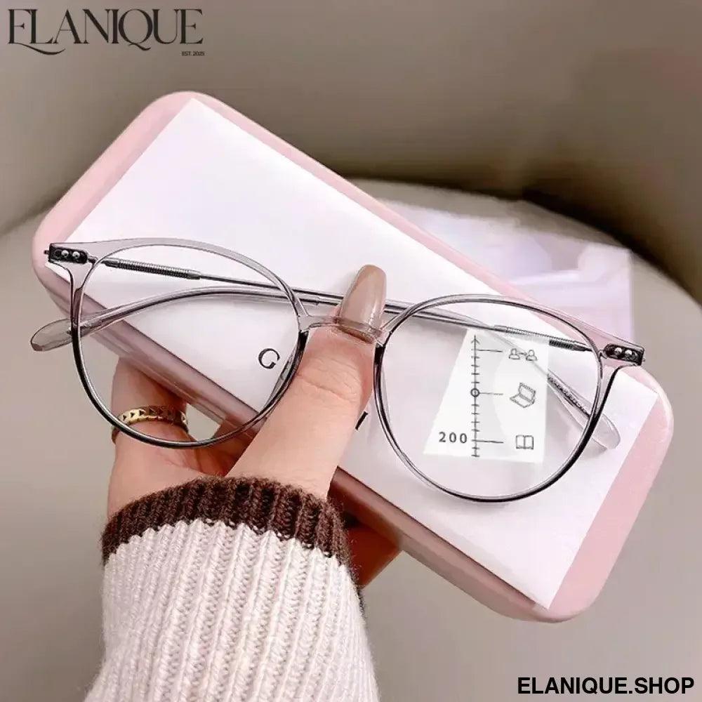 Luxury Near and Far Multifocal Glasses Unisex Anti-blue Light Reading Glasses Diopters Women Men Ultralight Hyperopia 0 To +4.0 - Elanique