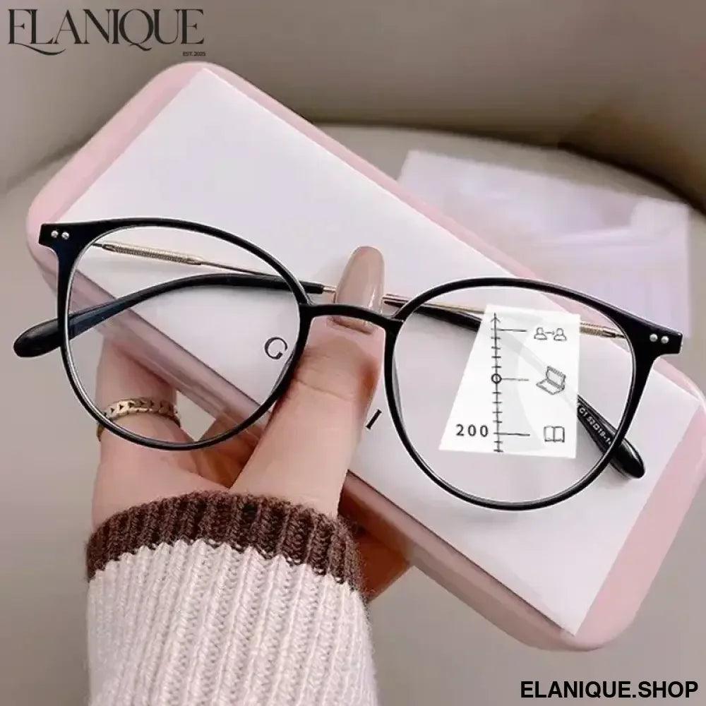 Luxury Near and Far Multifocal Glasses Unisex Anti-blue Light Reading Glasses Diopters Women Men Ultralight Hyperopia 0 To +4.0 - Elanique