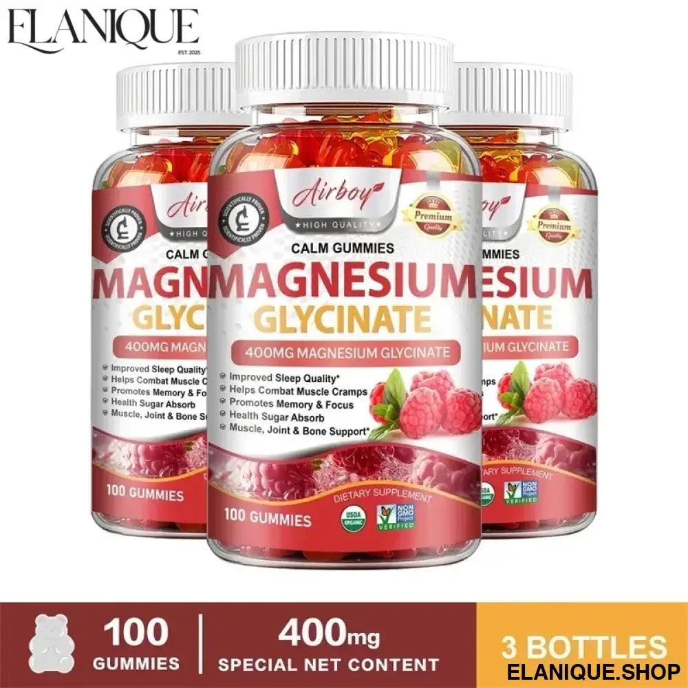 Magnesium Glycinate Gummies - Brain Health, Strengthen Muscles and Bones, Improve Sleep, Relax Nerves - Elanique