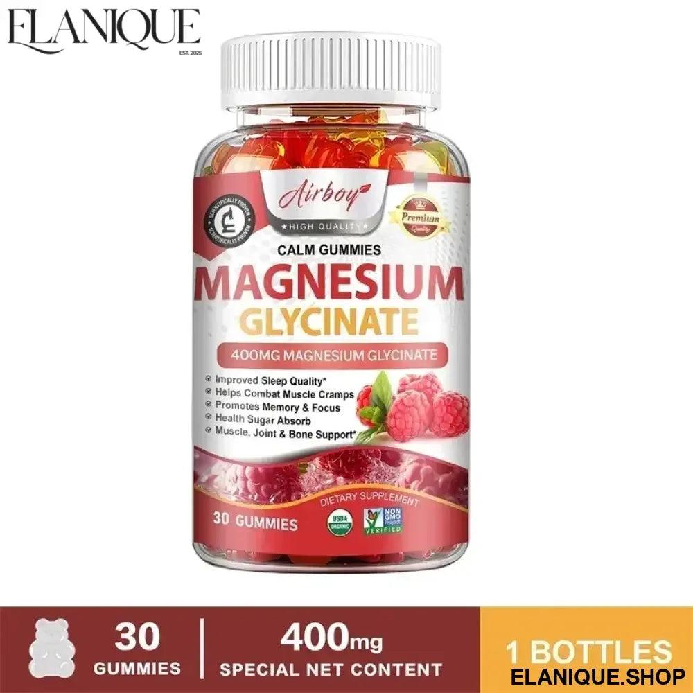 Magnesium Glycinate Gummies - Brain Health, Strengthen Muscles and Bones, Improve Sleep, Relax Nerves - Elanique