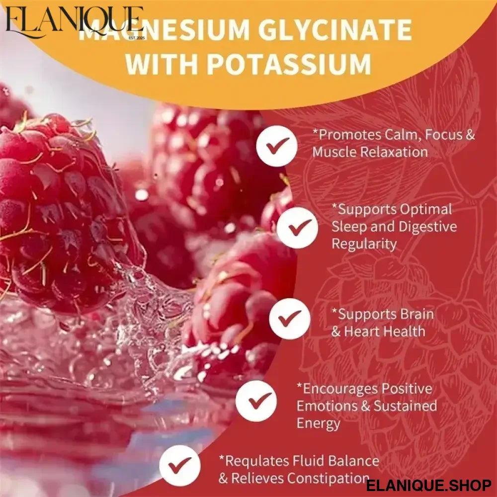 Magnesium Glycinate Gummies - Brain Health, Strengthen Muscles and Bones, Improve Sleep, Relax Nerves - Elanique