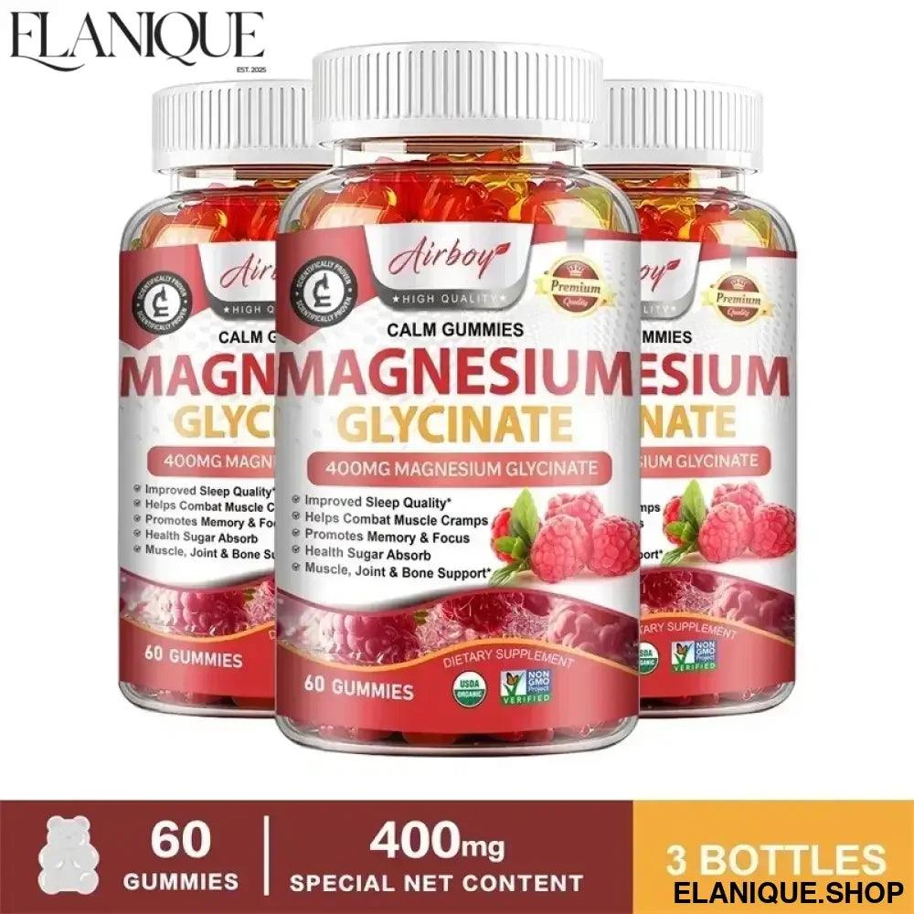 Magnesium Glycinate Gummies - Brain Health, Strengthen Muscles and Bones, Improve Sleep, Relax Nerves - Elanique