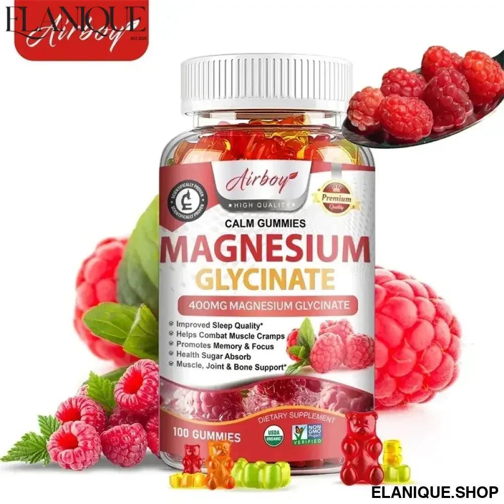 Magnesium Glycinate Gummies - Brain Health, Strengthen Muscles and Bones, Improve Sleep, Relax Nerves - Elanique