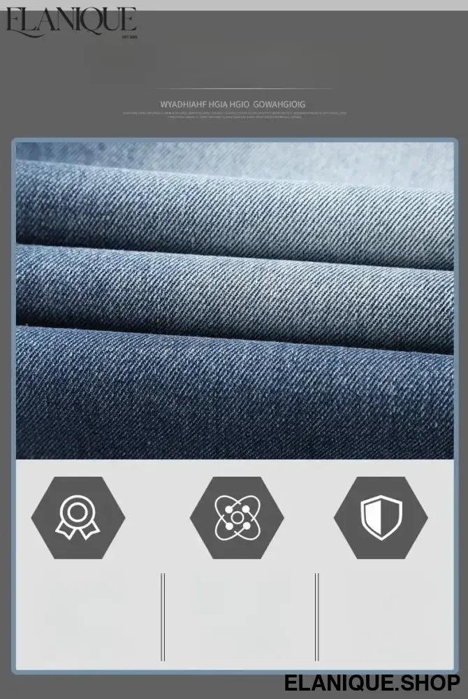 Men Designer Jeans Autumn New Embroidered Label Gradient Fashion Trousers Denim Male Korean Wide Straight Casual Pants - Elanique