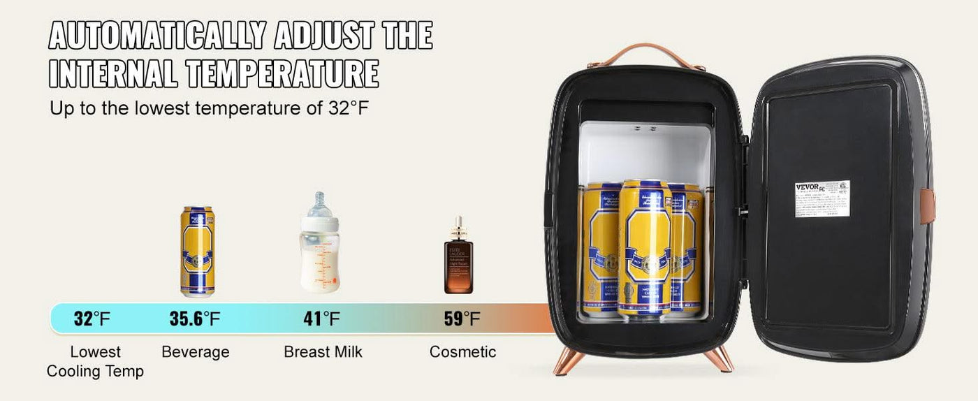VEVOR 6L Mini Cosmetics Fridge Single Door Electric Refrigeration Keep Cooling Mask Beverage for Household Dormitory Car Use