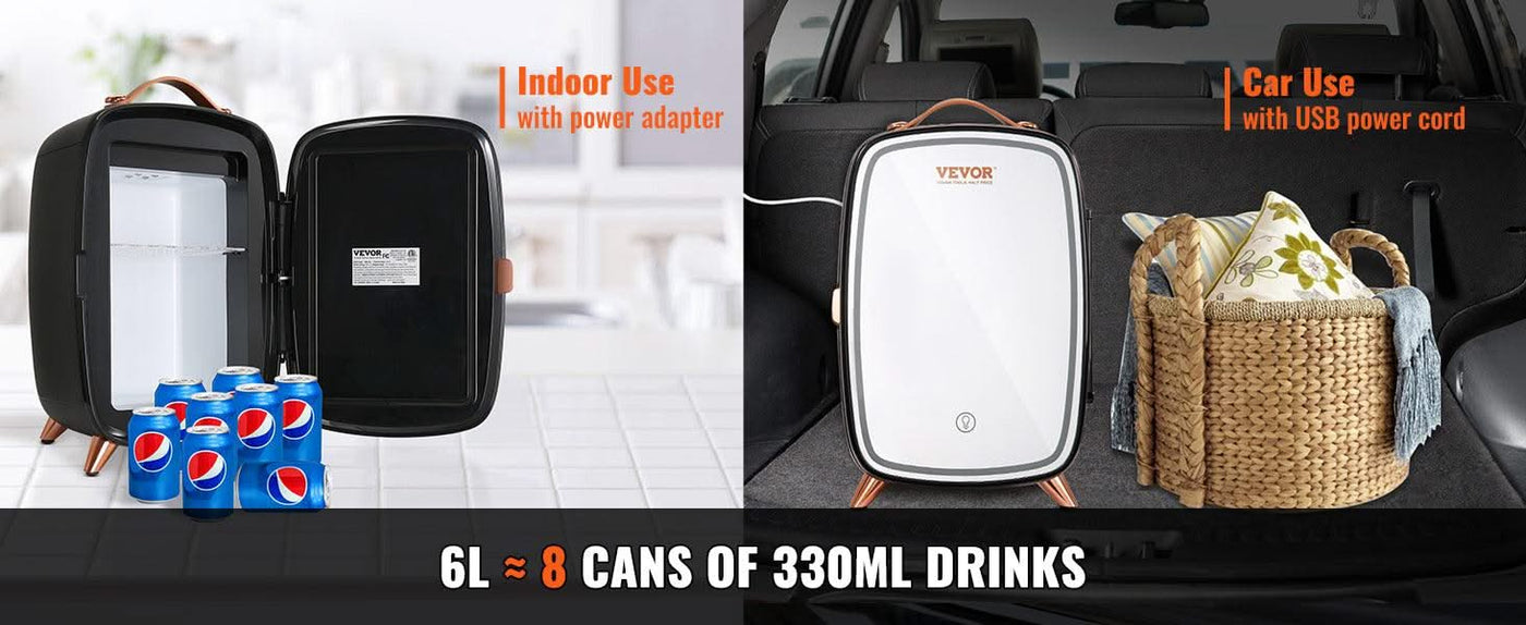 VEVOR 6L Mini Cosmetics Fridge Single Door Electric Refrigeration Keep Cooling Mask Beverage for Household Dormitory Car Use