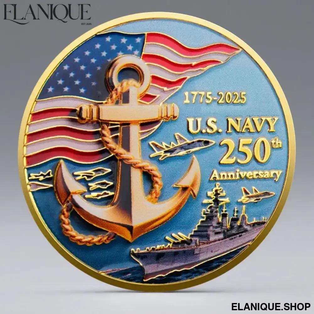 Navy 250th Anniversary Coin - Gold Plated U.S. Navy 1775-2025 - Elanique