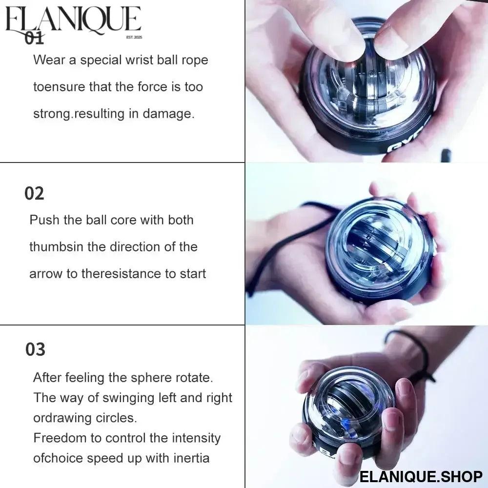 New LED Gyroscopic Powerball Auto Start Range Gyro Power Wrist Ball With Counter Arm Hand Muscle Force Trainer Fitness Equipment - Elanique