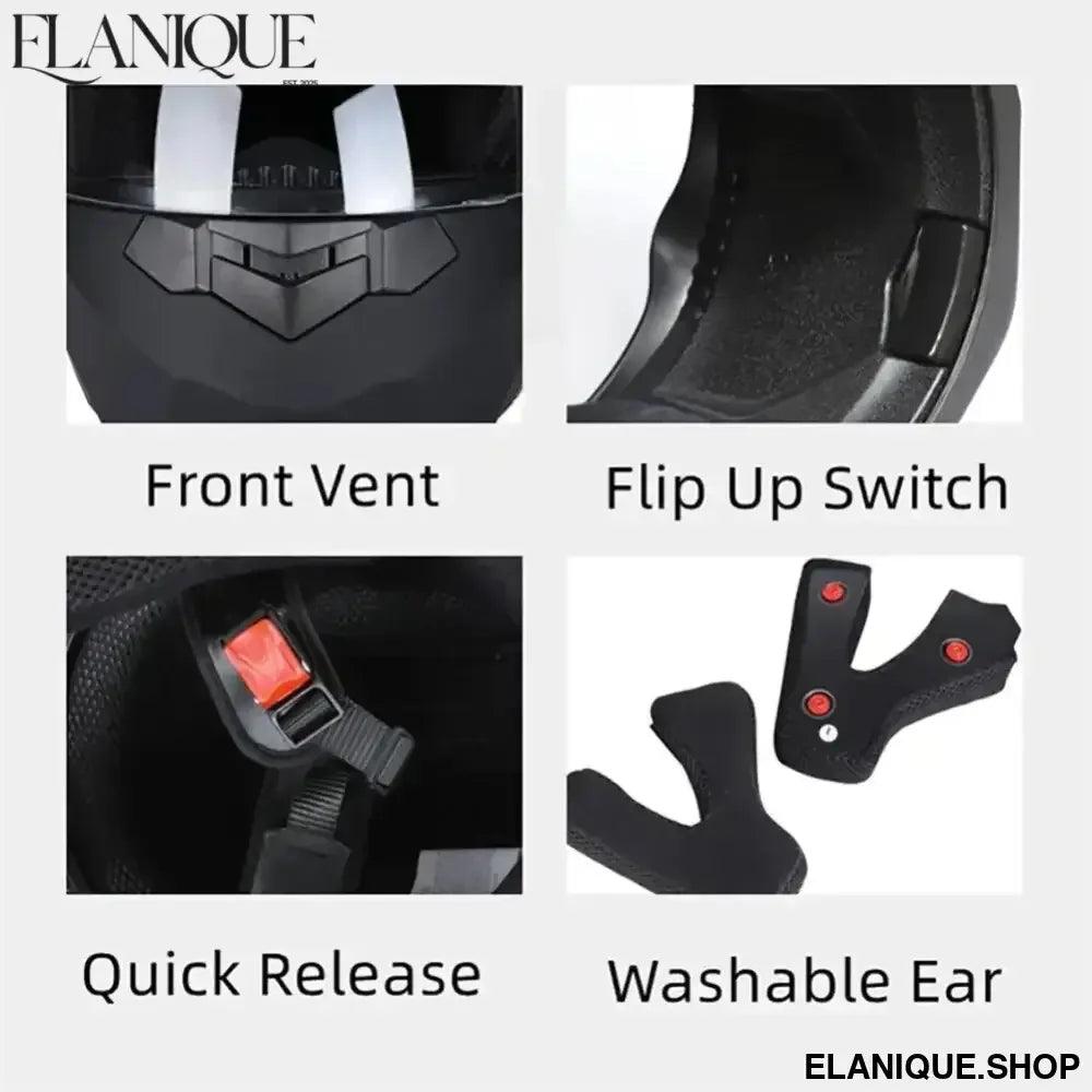 Personalised Dual Lens Flip Up Helmet – Motocross Racing Modular - Elanique