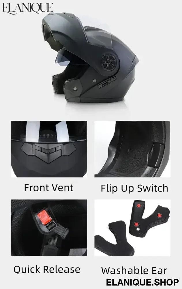 Personalised Dual Lens Flip Up Helmet – Motocross Racing Modular - Elanique