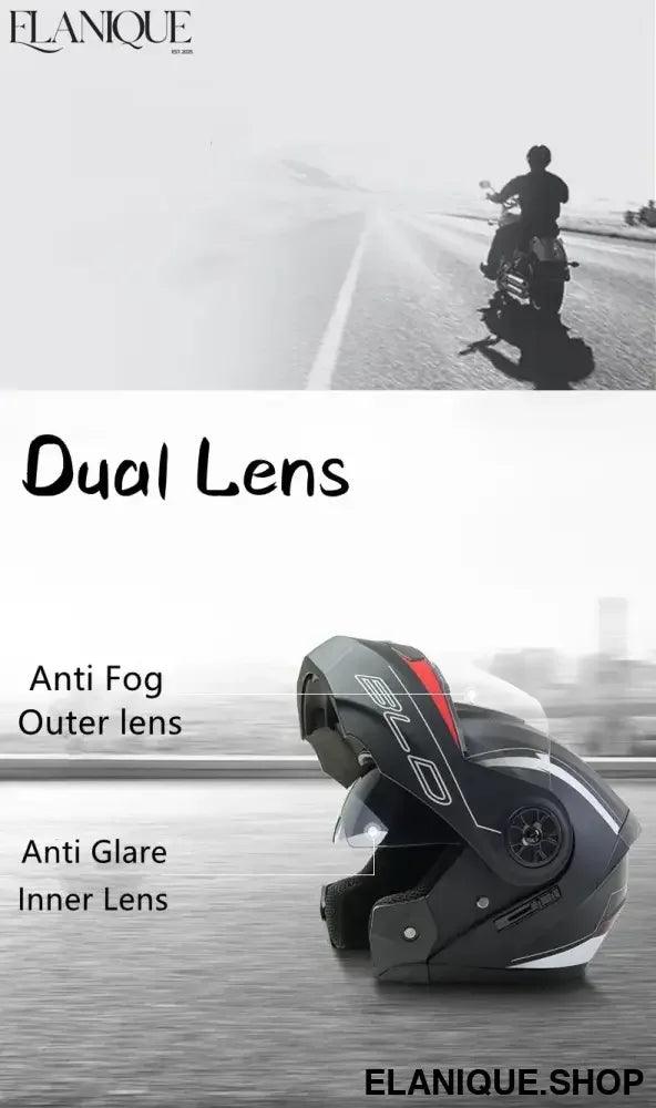 Personalised Dual Lens Flip Up Helmet – Motocross Racing Modular - Elanique