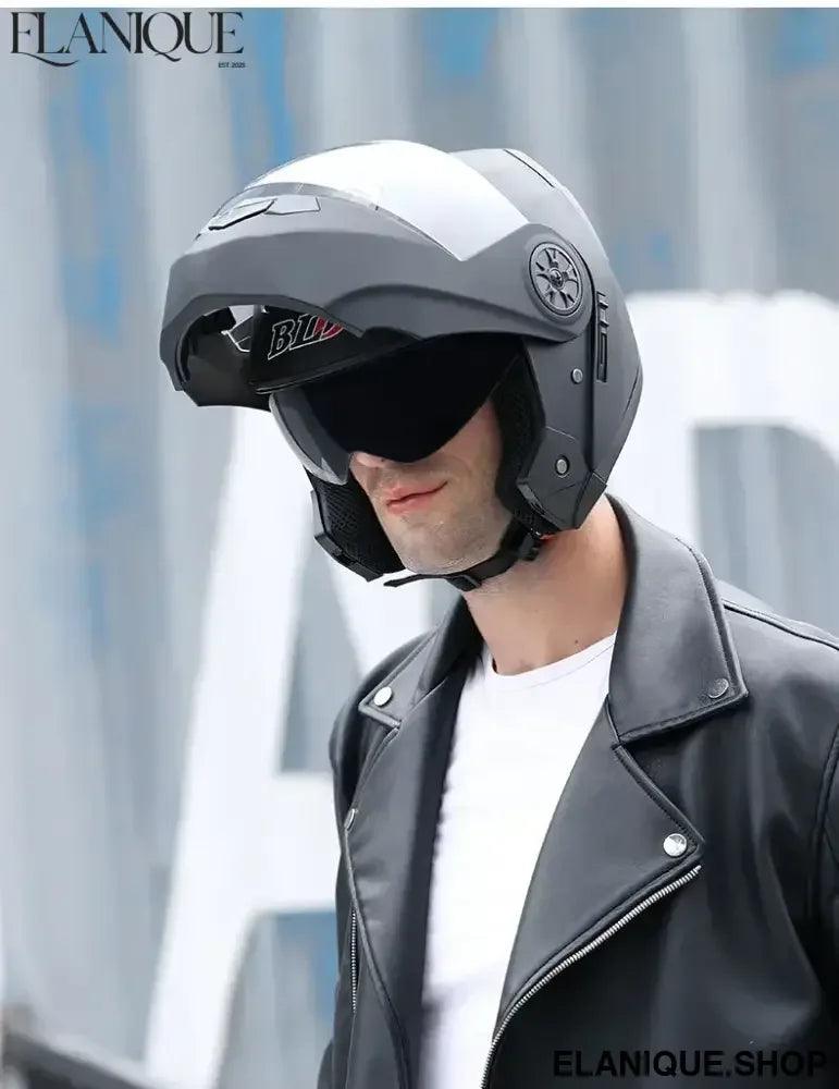 Personalised Dual Lens Flip Up Helmet – Motocross Racing Modular - Elanique