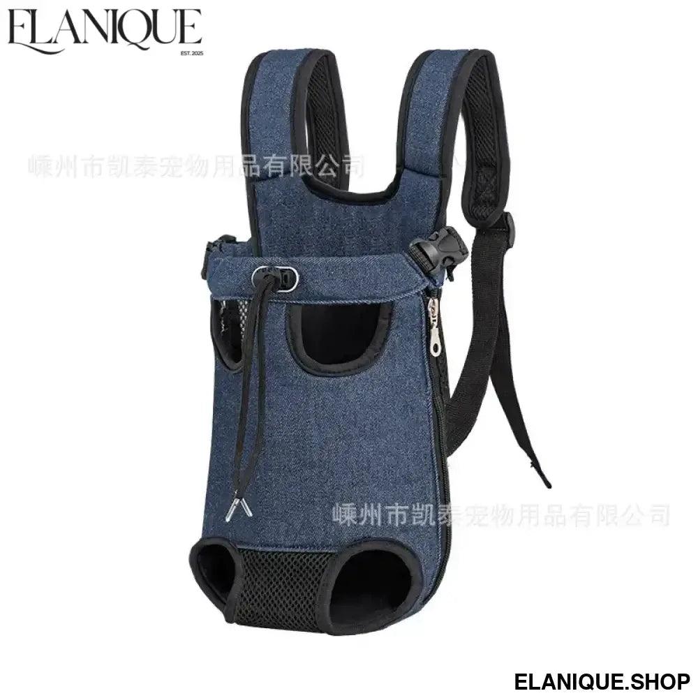 Pet Backpack for Small Dogs & Cats – Hands-Free Denim Travel Carrier - Elanique