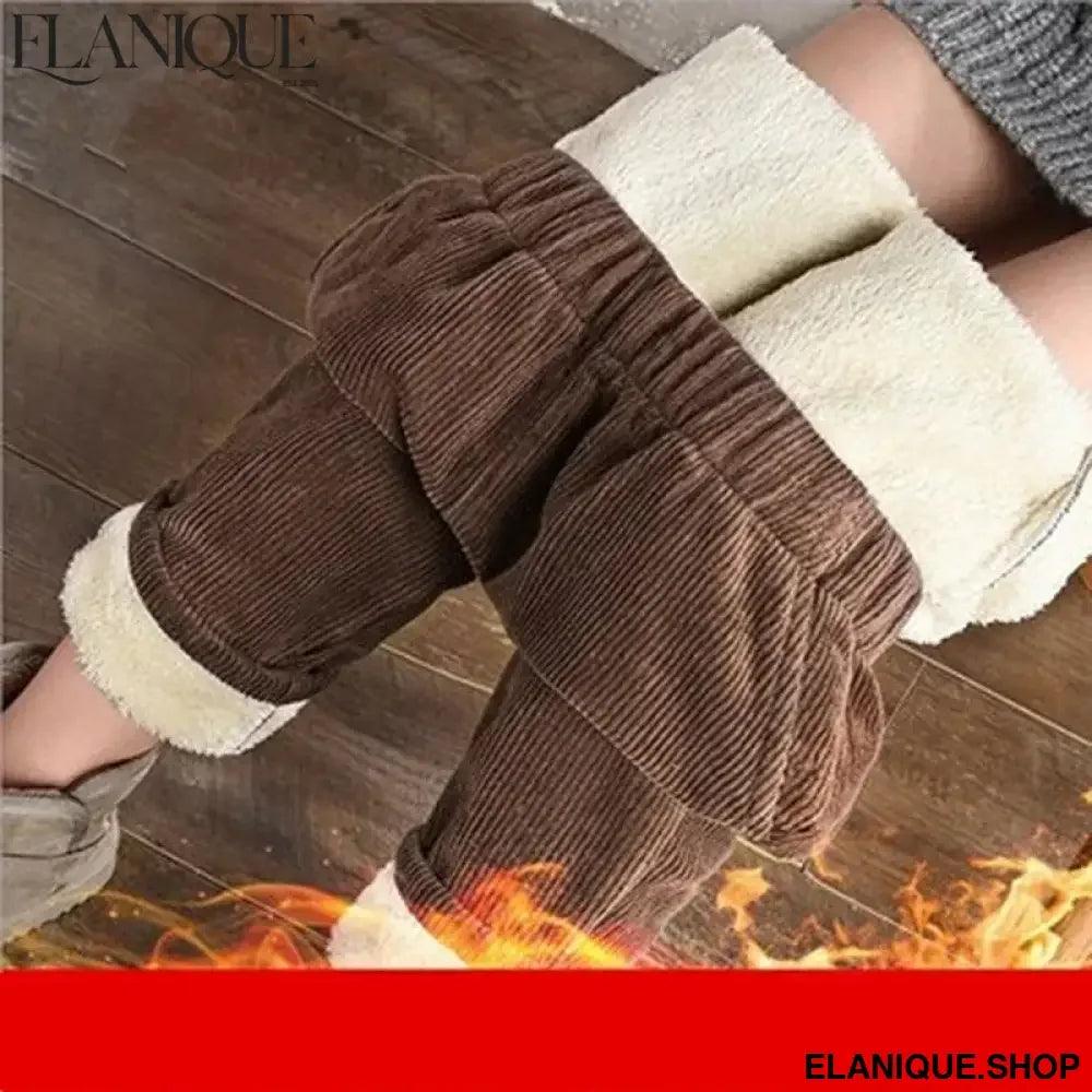 Plush Thick Casual Pants Women Corduroy Warm Pants Autumn Winter Leggings High Waist Harem Pants Trousers Women Брюкиженские - Elanique