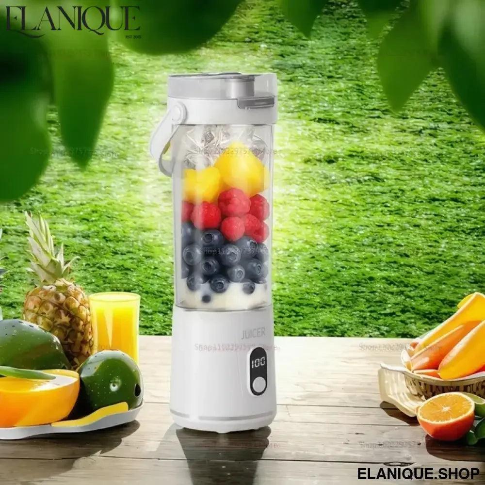 Portable Juice Blender 600ML 12 Blades Household USB Rechargeable Electric Juicer for Smoothies Fruit Mixing Personal Blender - Elanique
