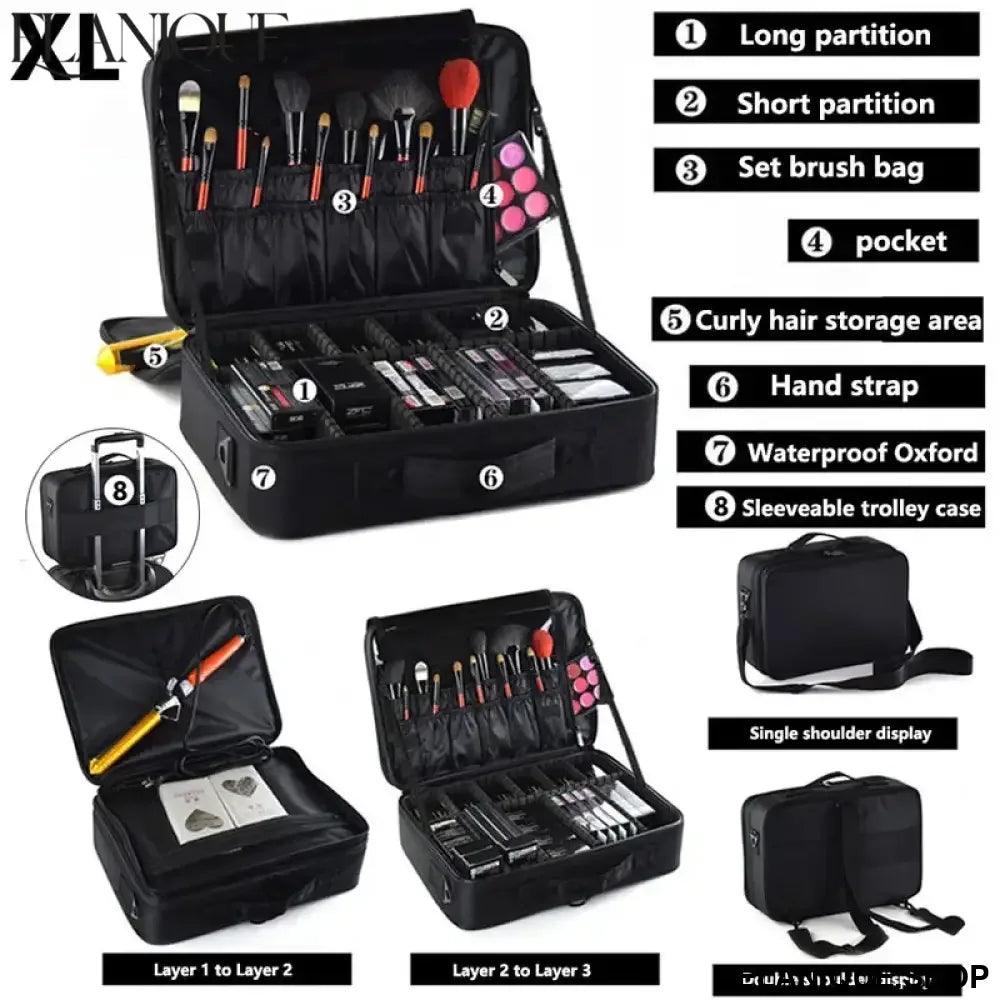 Professional Makeup Case Female Travel Big Capacity Beauty Nail ToolBox Cosmetic Organizer Suitcases For Makeup Storage Boxs - Elanique