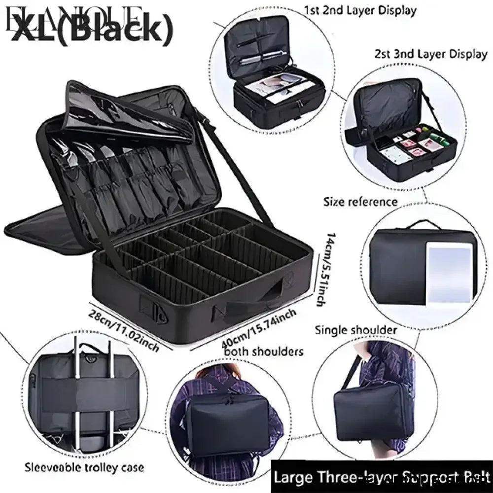 Professional Makeup Case Female Travel Big Capacity Beauty Nail ToolBox Cosmetic Organizer Suitcases For Makeup Storage Boxs - Elanique