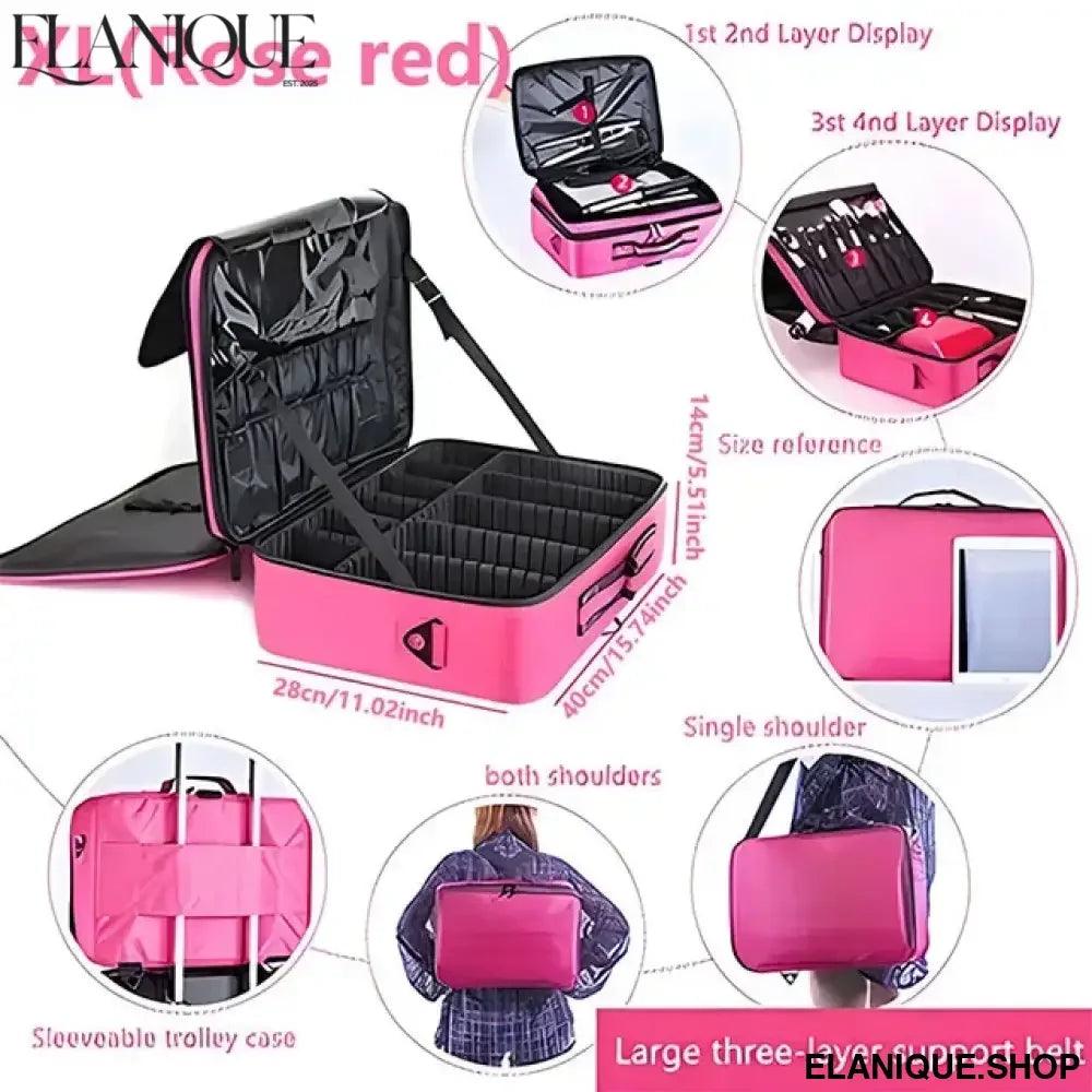 Professional Makeup Case Female Travel Big Capacity Beauty Nail ToolBox Cosmetic Organizer Suitcases For Makeup Storage Boxs - Elanique