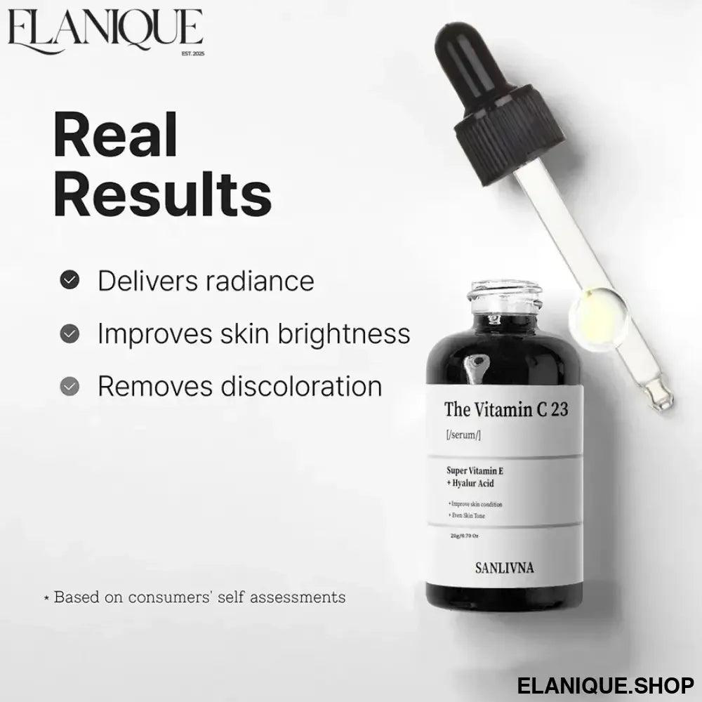Pure Vitamin C 23% Serum with Vitamin E and Hyaluronic Acid, Brightening and Moisturizing Face Serum, Improves Skin Tone 20g - Elanique