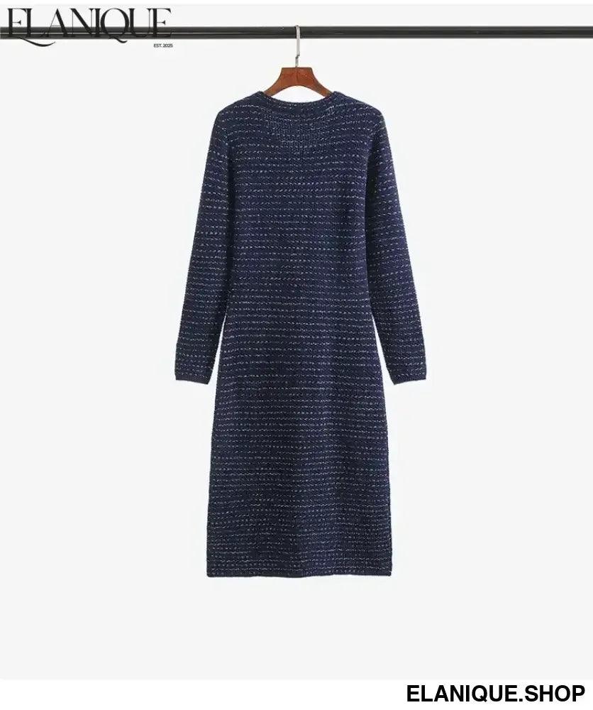 Royal Blue Bodycon Sweater Dress | Knit Office Midi - Elanique