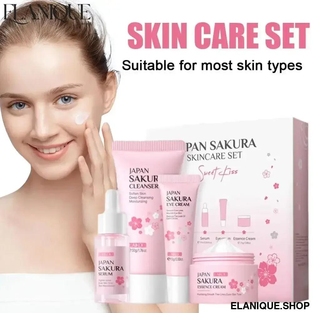 Sakura Facial Skin Care Set - Complete Japanese Beauty Ritual - Elanique